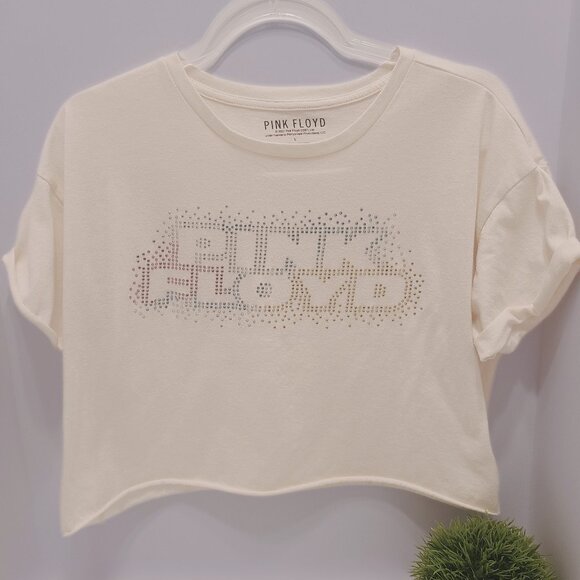 Pink Floyd Tops - Pink Floyd Cropped Graphic Tee with Rhinestone Logo – Size L